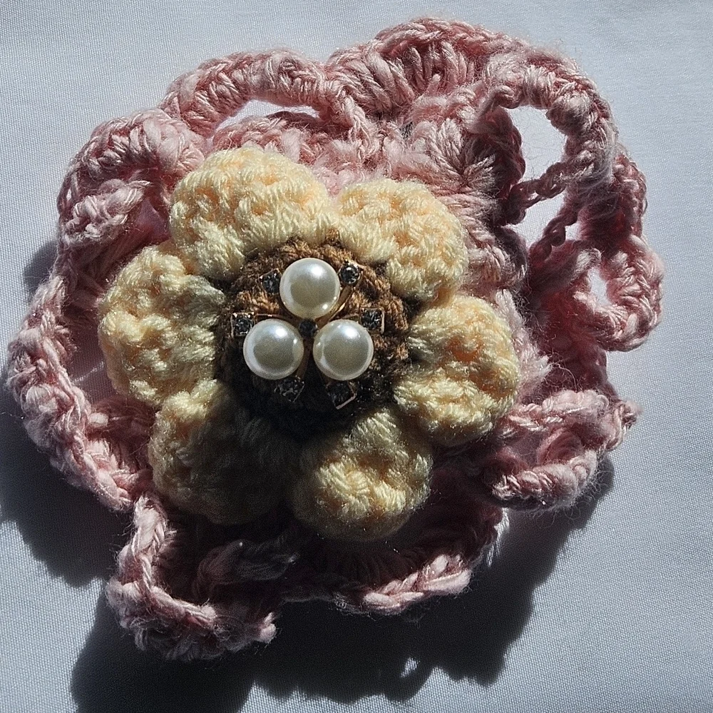 Hand Crafted Hair Pink Crochet 4